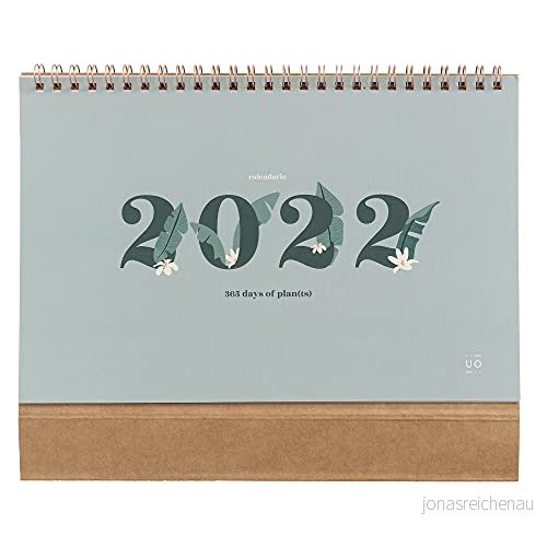 UO Skrivbordskalender 2022 Tropisk. Månadsvy, Januari 2121 till December 2021. Papper 120 gr. 24x15,4 cm. 8435449352380
