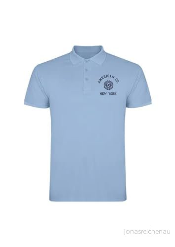 AMERICAN COLLEGE USA Pikétröjor sport andas tryckta kläder unisex barn pojkar och flickor casual modell ACPLW4 himmelsblå 10 år, turkos, �r 3666052663777