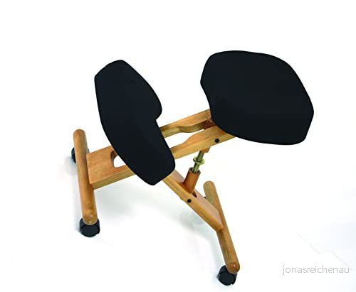 Identités Ergonomisk sittstol hopfällbar och justerbar i trä kontorsstol på hjul lindrar ryggen korrigering hållning skumkuddar Ergo Accent, 836058 3760223830712