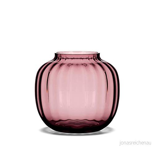 Holmegaard Vase H12.5 cm Primula optiskt mönster i munblåst glas, röd 5706422102999