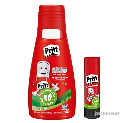 Pritt Multifunktionell snabbtorkande flytande enkel applicering för skola och fritid, set med 100 hantverk 11 g limstift, 9H PAKA2P1X 4007817083383
