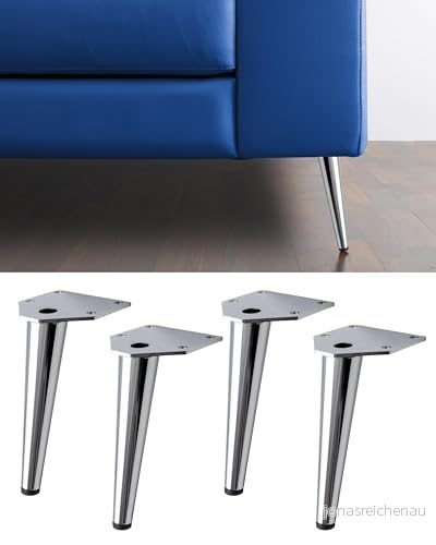 IPEA Möbel och sofffötter set med 4 järnben Minimal designfötter för fåtöljer skåp färgen krom höjd 150 mm 8059692504060