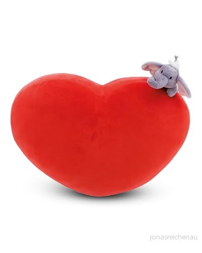 Kudde Love Elephant hjärtformad 42x27cm med gosedjurselefant 12cm 4012390614916