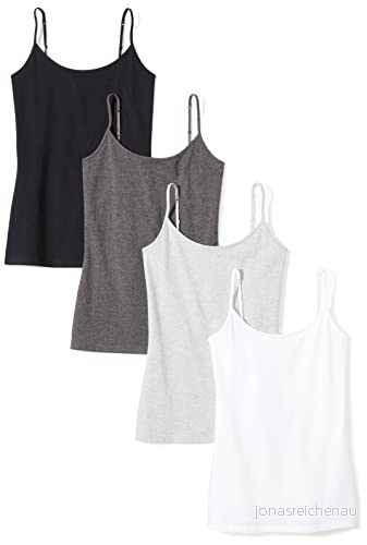 Amazon Essentials Women's Kamisol smal passform, Pack of 4, Kolsvart ljung/Ljusgrå ljung/Svart/Vit, XS 191770286722