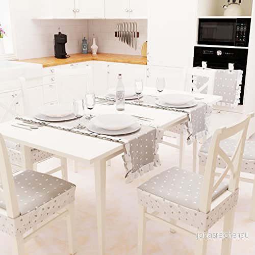 PETTI Artigiani Italienska Runner Bord, i Bomull, 1st Köksbord eller vardagsrum 40 x 140 cm Örhängen Grå 100% Made in Italy 5056411144241