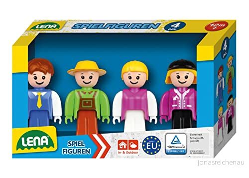 Lena 04491 set med 4 helt rörliga figurer, actionfigurer, tillbehörspaket TRUXX² fordonsserie, actionfigurer för inomhus och utomhus, barn från 12 månader, spelfigurer Set2 4006942893003