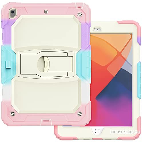 iPad Air4 10,9 2020 med stöd, hållbar, hybrid, stötande, resistent, silikonskydd för tre bord barn (matcha grön) 755985004269