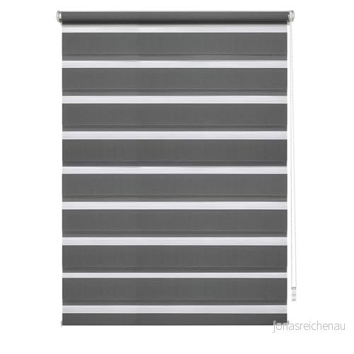 GARDINIA EASYFIX Dubbel rullgardin med monteringsskena, Duo rullgardin, Sidodragrullgardin, Transparenta och ogenomskinliga lameller, Steglöst justerbar, Antracit, 45 x 150 cm 4003018375791