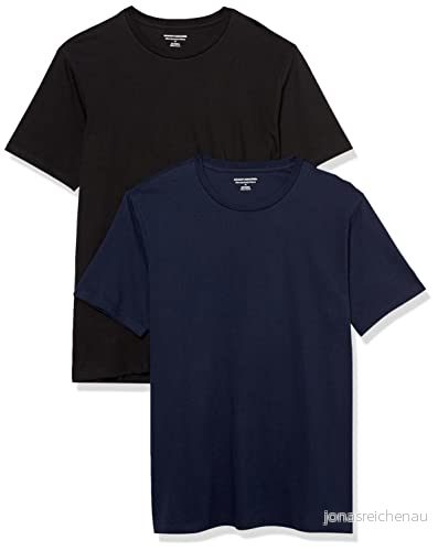Amazon Essentials Herr Slim Fit kortärmad T shirt med rund hals, 2 pack, svart/marinblå, X Large 196433308919