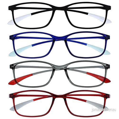 OPULIZE Ice läsglasögon 3 pack ultralätt repbeständig svart blå grå röd ram män kvinnor RRRRRR61 137Z +2,00 5055955372509