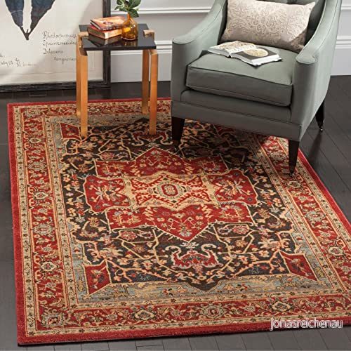 SAFAVIEH Traditionell matta för vardagsrum, matsal, sovrum Mahal kollektion, kort lugg, i rött, 91 x 152 cm 889048115477