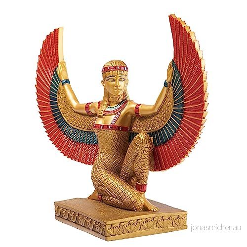 lachineuse Bevingad Isis statyett 21 cm röd och gyllene gudinna staty inredning antika Egypten egyptiskt dekorativt objekt Original presentidé, guldfärger 3700512419013