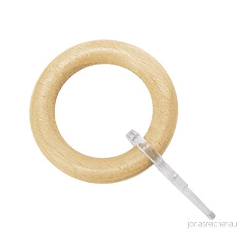 GARDINIA Gardinringar för gardinstänger på Ø 25 mm, Med gardinkrokar, 10 styck, Ringarnas bredd: 8,5 Trä, Bok 4003018376392