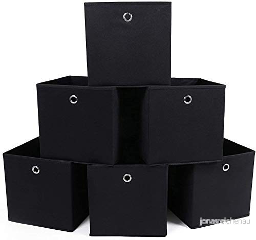 SONGMICS Förvaringsbox, 6 stycken, vikbar låda, arrangör, med fingerhål, 30 x cm, svart RFB02H 3 6955880317202