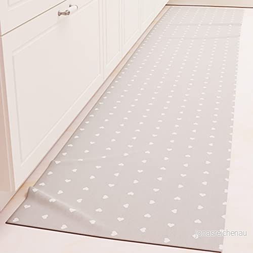 PETTI Artigiani Italiani Köksmatta löpare kök halkfri och tvättbar 52 x 240 cm grå hjärtan design 100% tillverkad i Italien 5056411138189