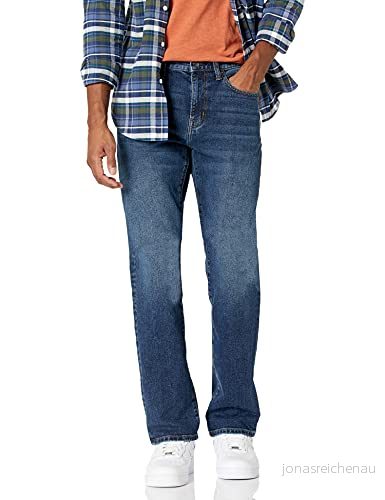 Amazon Essentials Men's Bootcut jeans smal passform, Tvättad mellan, 33W / 30L 193548318710