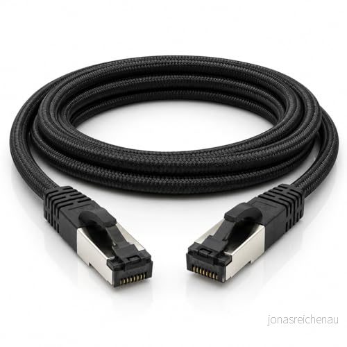 1 m svart bomull Cat 6a patchkabel bit nätverkskabel tyg bomullsjacka 6 a kabel Rj 45 LAN Ethernet 500 MHz 10 Gb s x meter 4251073696706