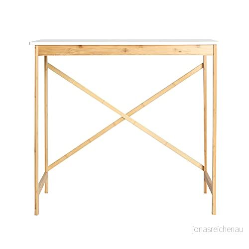 Lastdeco Skrivbord Bambu. för dator och arbete i hemmet. Multifunktionellt hjälpbord vardagsrum, sovrum, kontor, kontor Nordisk stil vit 80 x 45 72 cm 8430026062911