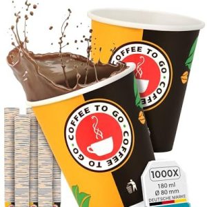 1000 Stycken 180 ml Kaffemuggar To Go Pappersmugg Koppar Engångsmugg för Kaffe/Te Hårt Papper 4260767611147 1000 Stycken 180 ml Kaffemuggar To Go Pappersmugg Koppar Engångsmugg för Kaffe/Te Hårt Papper 4260767611147