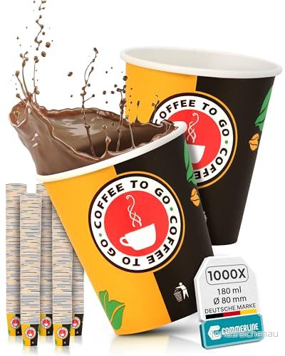 1000 Stycken 180 ml Kaffemuggar To Go Pappersmugg Koppar Engångsmugg för Kaffe/Te Hårt Papper 4260767611147