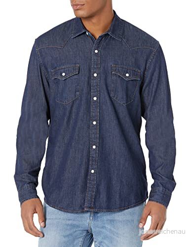 Amazon Essentials mäns normal passform långärmad denimskjorta, sköljd, XX Large 193548304737