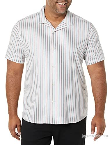 Amazon Essentials herrars standard fit semesterskjorta, blå rosa vertikal rand, Small 196433223519