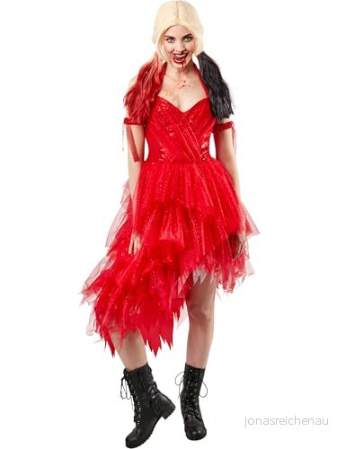 Rubie's Officiell Harley Quinn röd damklänning halloween självmordsgrupp 2 skurkdräkt för kvinnor storlek X S 883028452224