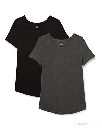 Amazon Essentials dam kortärmad scoopneck tunika, pack med 2, svart/kol ljung, X Large 196433133122