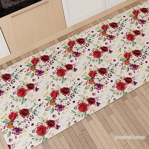 PETTI Artigiani Italiani Köksmatta löpare kök halkfri och tvättbar 52 x 340 cm blomdesign 07 100% tillverkad i Italien 8056992311954