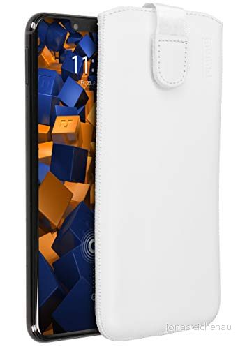 mumbi äkta läderfodral kompatibel med Huawei Mate 20 Lite skal läder väska Case Wallet, vit 4251077296346
