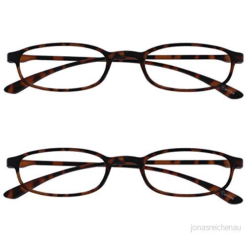 Opulize Fly 2 pack fickstorlekar superlätta läsglasögon Matt svart herr dam RR67 1 +1,00 Optical Power +3.50 Brun 5055955374596