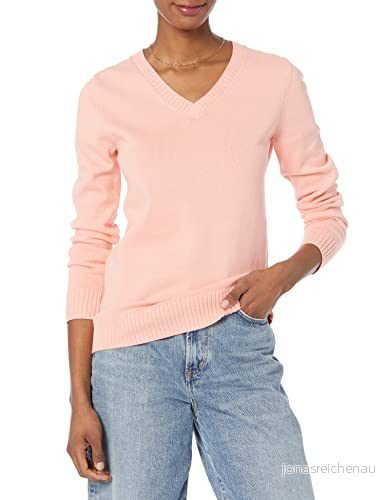 Amazon Essentials Women's Långärmad V ringad tröja i 100% bomull, Persika, XS 196433915698