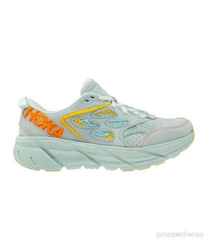 HOKA ONE Clifton L Embroidery, vandringsskor unisex vuxen, Blått glas strålande gul, 44 EU 195719220600