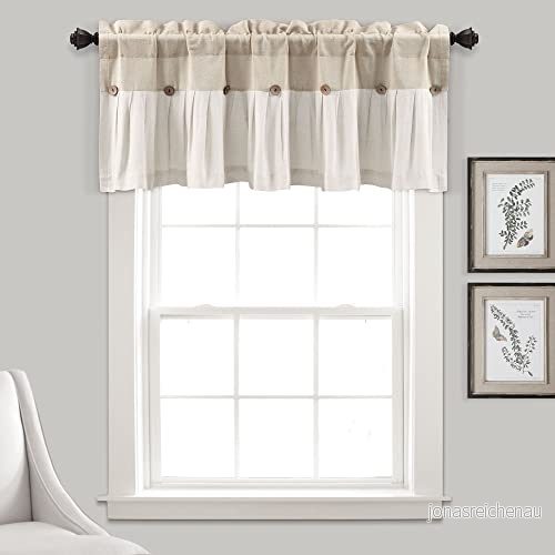 Frodig dekor linne knapp bondgårdsvalance, 45 cm L x 132 B, 194938028868