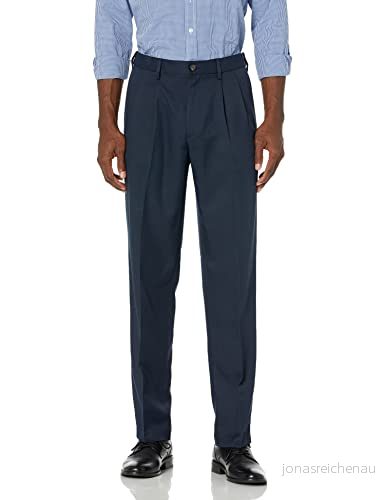 Amazon Essentials herr klassisk passform expanderbar midja veckad klänningsbyxa, marinblå, 31 B x 29 L 195111845692