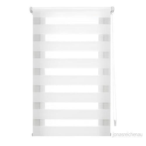 INTERBLIND rullgardin för natt och dag utan verktyg EasyFix storlek 55 x 150 cm bredd höjd borrning i tygstorlek 52 145 vit 8434363572294