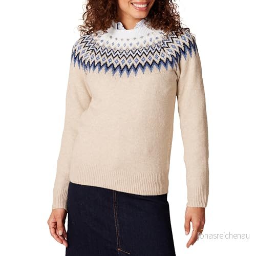 Amazon Essentials damtröja Soft Touch Crewneck ny tröja, blå brungrå ljung vit Fair Isle, X Large 195111558202
