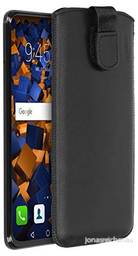 mumbi äkta läderfodral kompatibel med Honor View 20 skal läder väska Case Wallet, svart 4251657900168