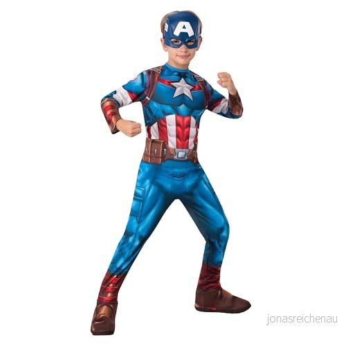 Rubies officiella Marvel Avengers Captain America klassiska barndräkt, barn superhjälte fin klänning X Small,ljusblå 883028460007