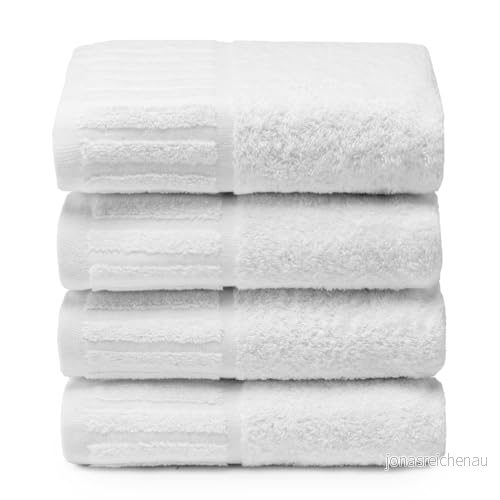 Top Towel 4 Handdukar Handfat eller Händer Vita Hotell Stora Badhanddukar 100% Bomull Vit 50 x 100 cm 8435690405156