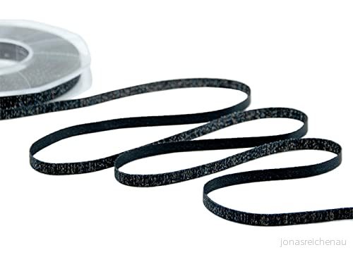Furlanis Satin Boutique Lamé, Dekorationstejp, Giftpaket, Bröllop gynnare, Tyg Italiensk Svart, 6 mm x 20 m 8027335517074