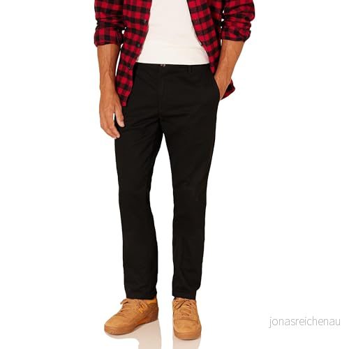 Amazon Essentials Herr Slim Fit Skrynkelbeständig Flat Front Chino Byxa, Svart, 32 B x 34 L 191770236307