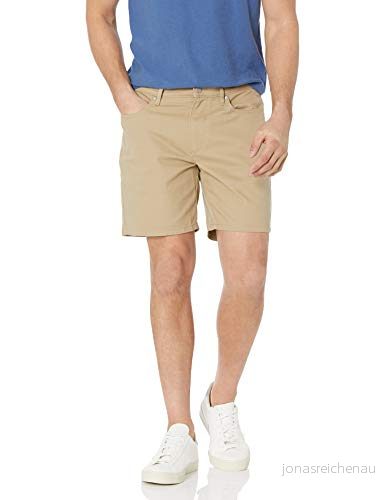 Amazon Essentials Men's Stretchiga shorts 18 cm (7 tum) smal passform innersöm med 5 fickor, Kaki brun, 32 195111300832