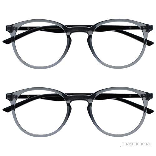Opulize Met 2 pack distansglasögon stora runda grå svarta herr dam vårgångjärn MM60 7 1,00 5055955365341