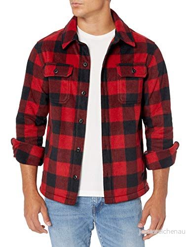 Amazon Essentials långärmad polar fleece skjorta jacka, röd buffalo Check, XX Large 195111104218