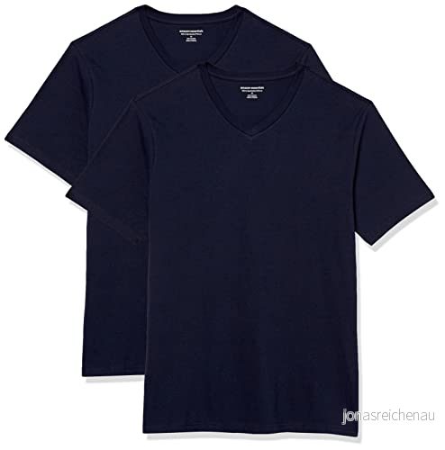 Amazon Essentials mäns Slim Fit kortärmad v ringad t shirt, paket med 2, marinblå, medium 196433308032