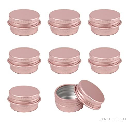 5 g/5 ml tomma påfyllningsbara aluminiumburkar kosmetisk makeupkräm prov förvaringsbehållare flaska för läppbalsam, kosmetika, ljus, salva (roséguld 30 st) 749355117659