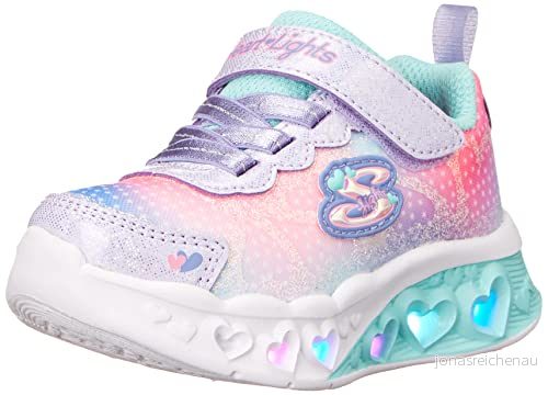 Skechers Kids Girls Flutter Heart Lights-Simply Sneaker, Lavender/Multi, 12 Little Kid 195969479766
