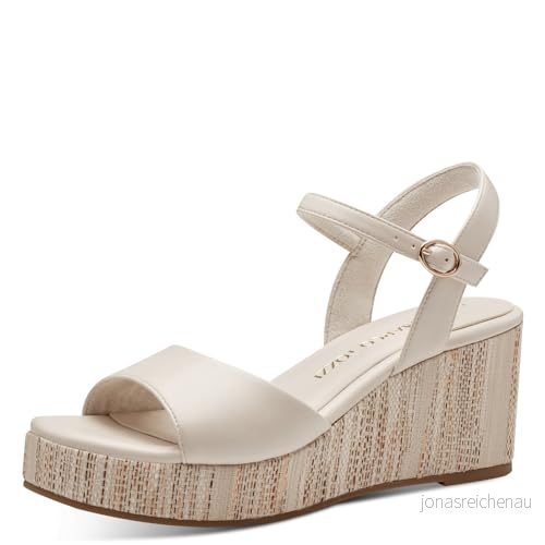 MARCO TOZZI Dam, Feel Me fotbädd, mjukt foder, 22838942 sandal med klack, kräm, 40 EU 4064231699842
