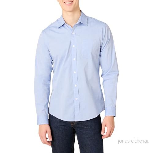 Amazon Essentials mäns Slim Fit långärmad poplin skjorta, fransk blå, XX Large 191770279052